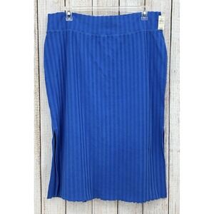 OFFLINE  by‎ Aerie Real Me Xtra Ribbed Midi Skirt Plus Size XXL Blue Slit NWT